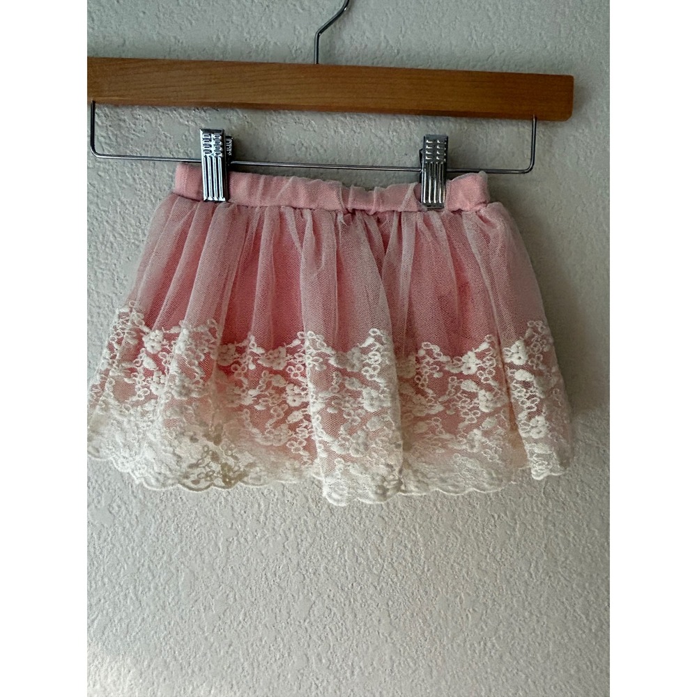 Baby Starters Pink Tulle Tutu Skirt White Lace Trim 9M A42497 Kids Girls